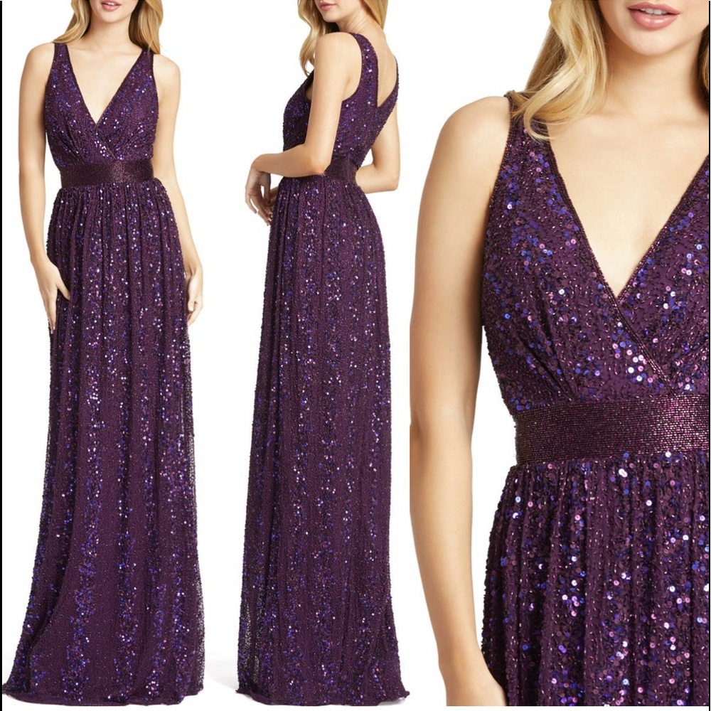Mac Duggal Sequin Surplice Gown